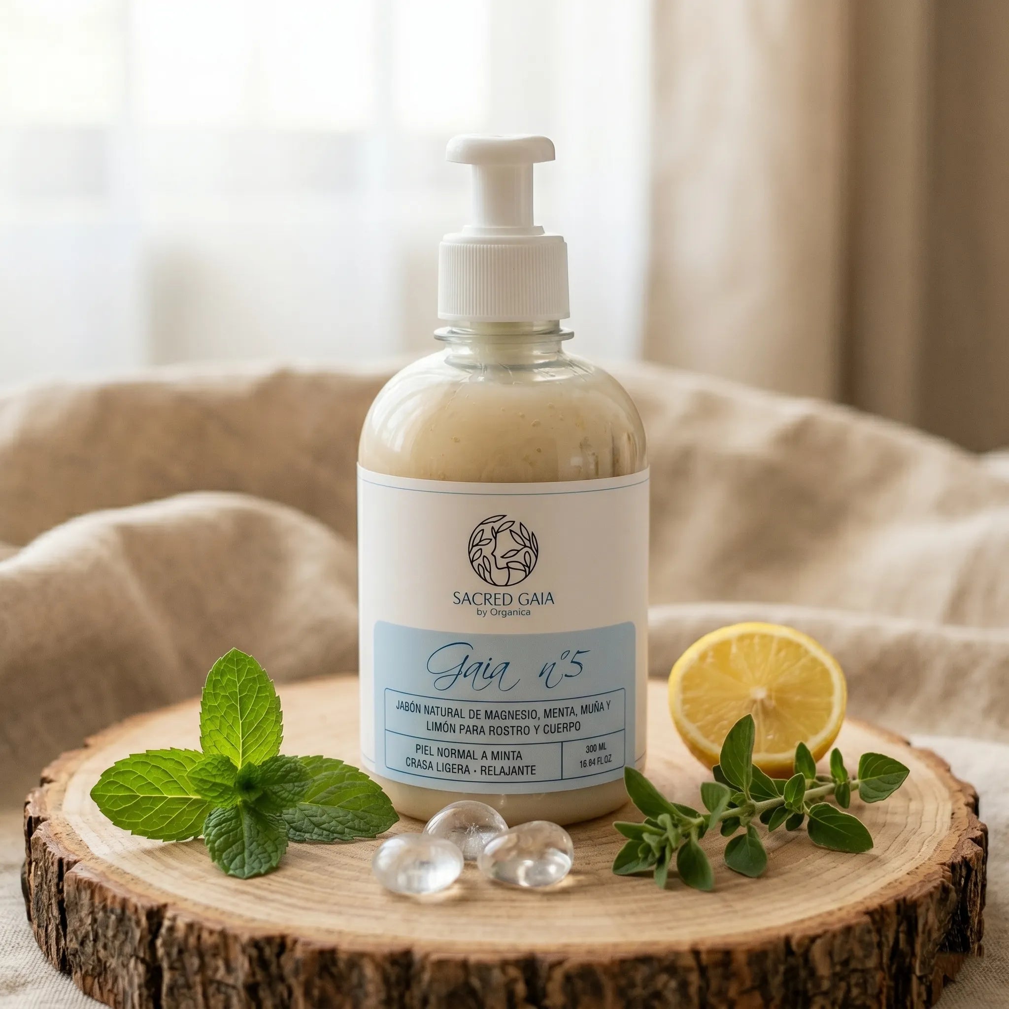 Jabón Gaia 5 de Magnesio · Menta, Muña y Limón